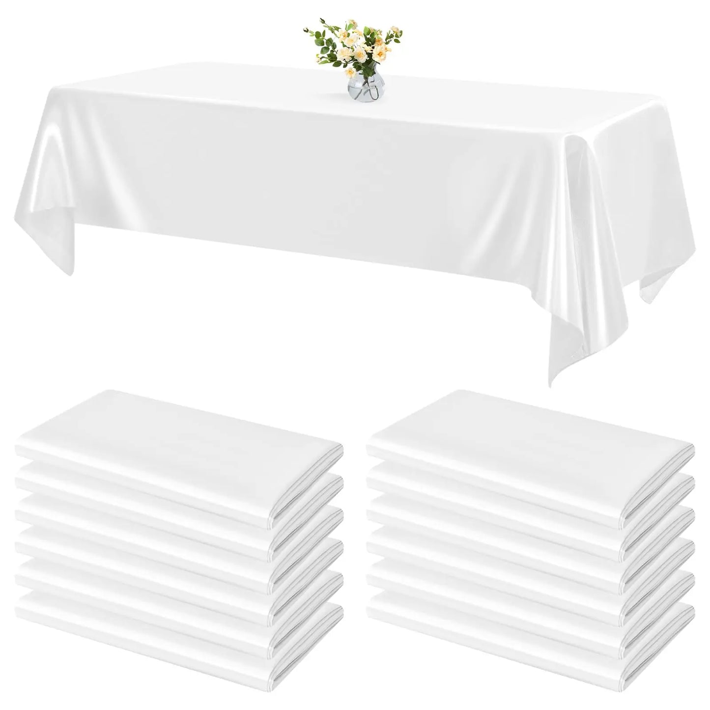 2-20Pcs Satin Tablecloth Wedding Rectangle Tablecloth White Silk Tablecloth Smooth Fabric Table Cover for Wedding Banquet Party