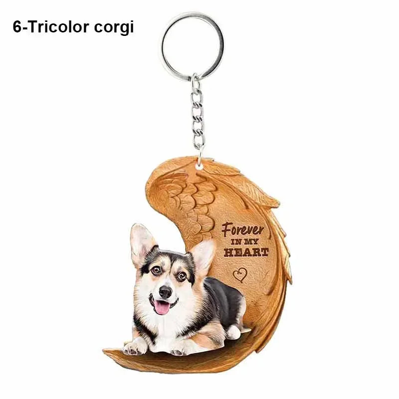 1 Piece 23 Style Dog Forever In My Heart  Angel Pendant Bag Key Chains Car Keychain Keyring  Pet Jewelry Gift For Women Girls