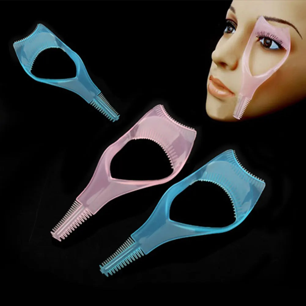 3-in-1 Eyelash Brush Curler Mascara Guard Plastic Makeup Eyelash Tool Reusable Mascara Shield for Women Girls