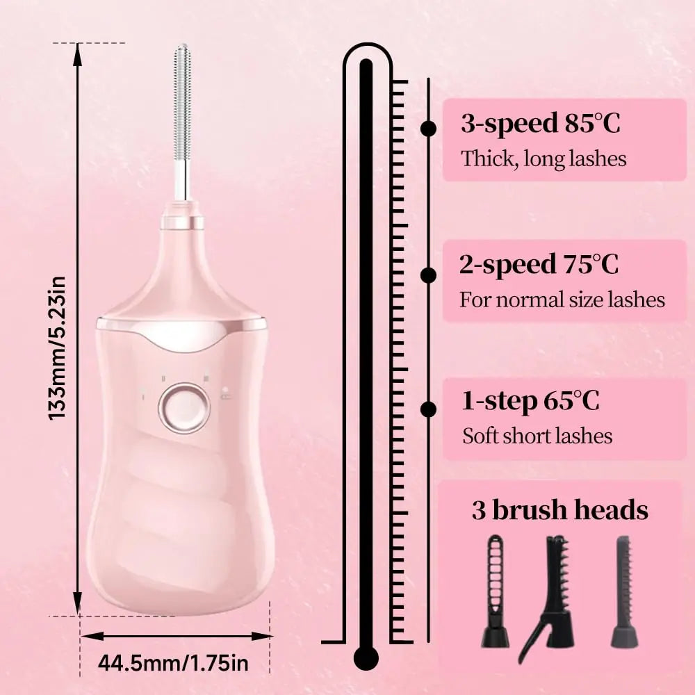 Electric Eyelash Curler,3 Shapes Replacement Heads,Heated Lash Curler,TYPE-C Rechargeable,Long Lasting Curler,Women Makeup Tool