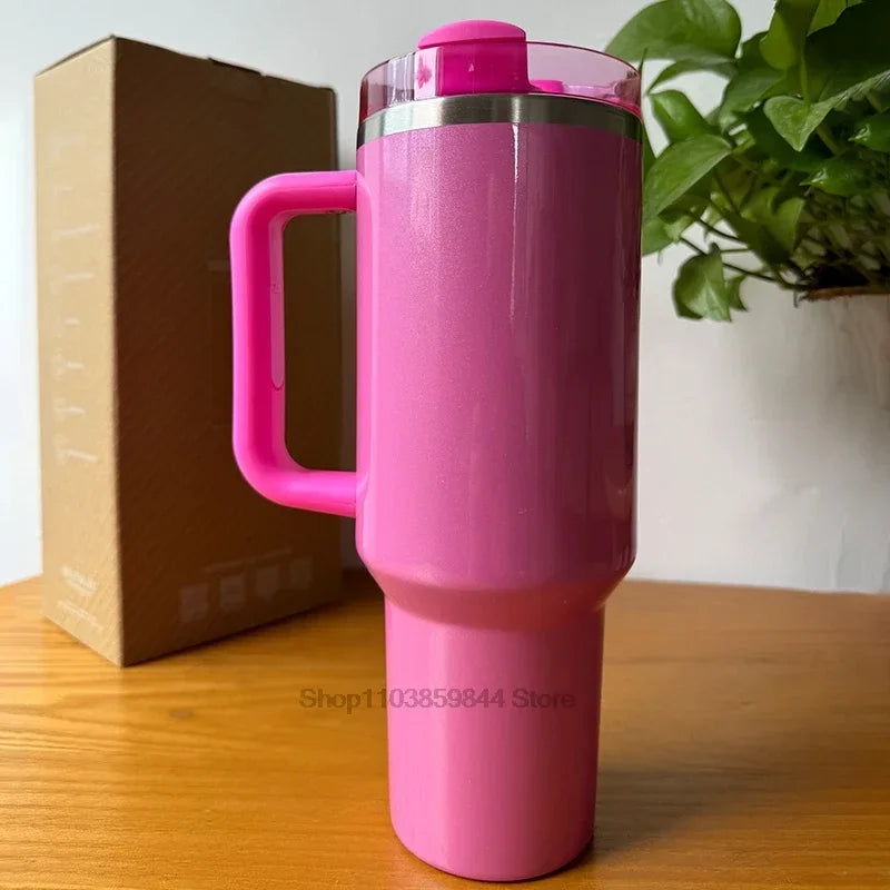 Tumbler Handle Lid Straw Thermos Cup Silicone Boot Stainless Steel Vacuum Insulated Iced Travel For StanIeys Coffee Mug