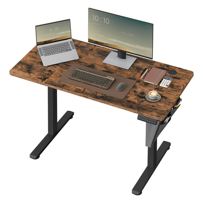 VASAGLE Electric Standing Desk, Height Adjustable Desk, 60 x 120 x (72-120) cm, 4 Memory Heights, Storage Pocket