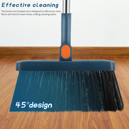 3pcs Mop Broom Dustpan Set Vertical Folding Sweeping Broom Non-stick Hair Long Handle Broom Household Cleaning Tool