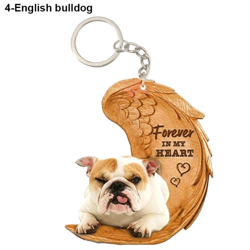 39 Style Cut Dog Forever In My Heart Angel Pendant Bag Keychain Car Key Chain Keyring Pet Jewelry Best Friends Gifts Accessories