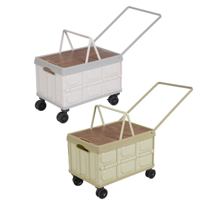 50L Professional Folding Box Rolling Crate Shopping Trolley Foldable Shopping Cart with Lid Big Capacity Container