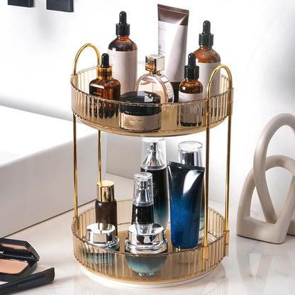 360 Degree Rotating Cosmetic Display Case Detachable Makeup Organizer Light Luxury Versatile for Dressing Table Washing Table