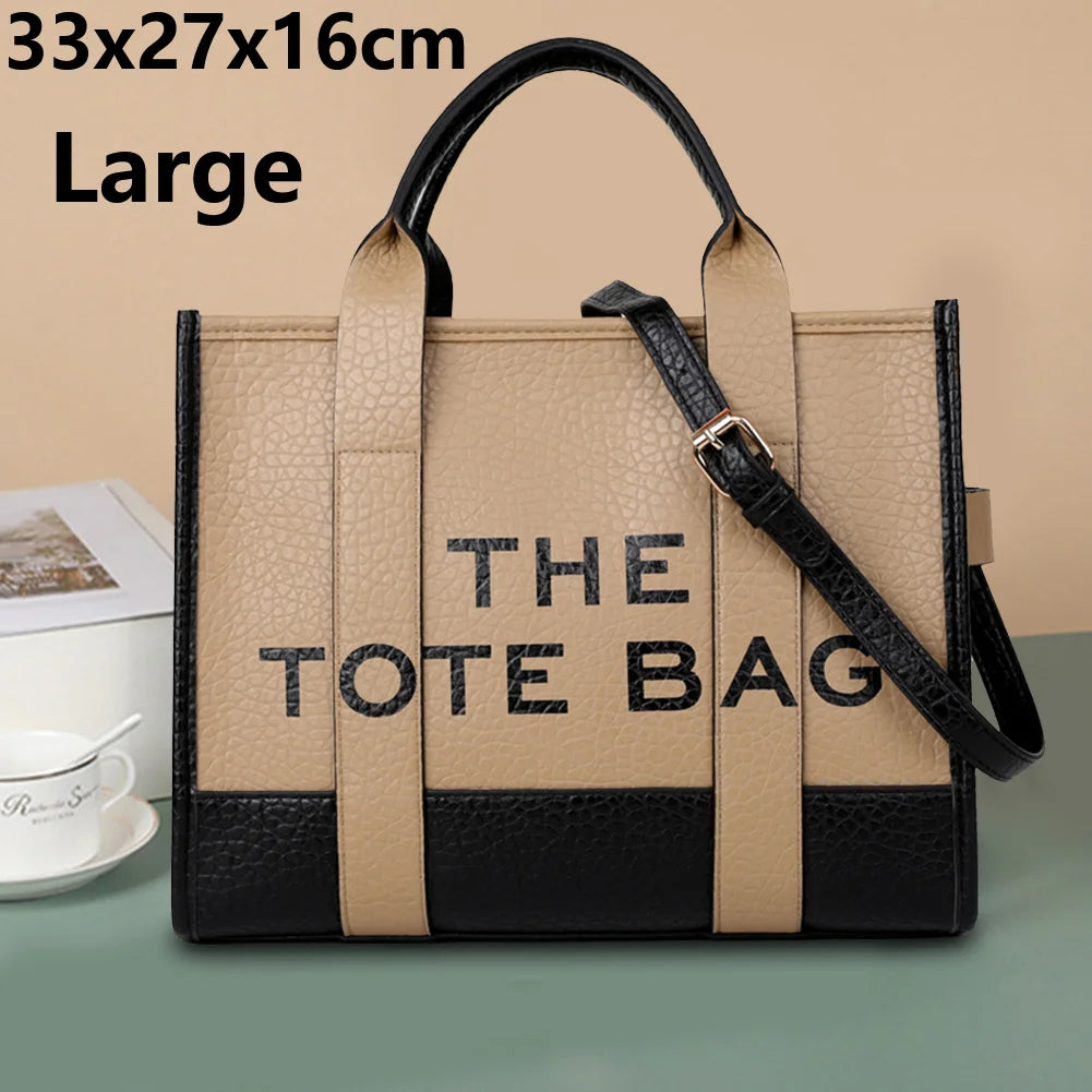 PU Leather Women Handbags Fashion Letter The Tote Bag Large Capacity Commute Bag Adjustable Strap Shoulder Bag New Crossbody Bag