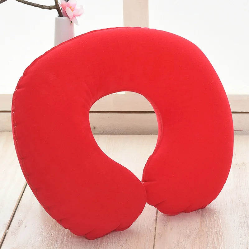 1pc Inflatable C-shaped Pillow Travel Neck Pillow Portable Round Pillow Cushion