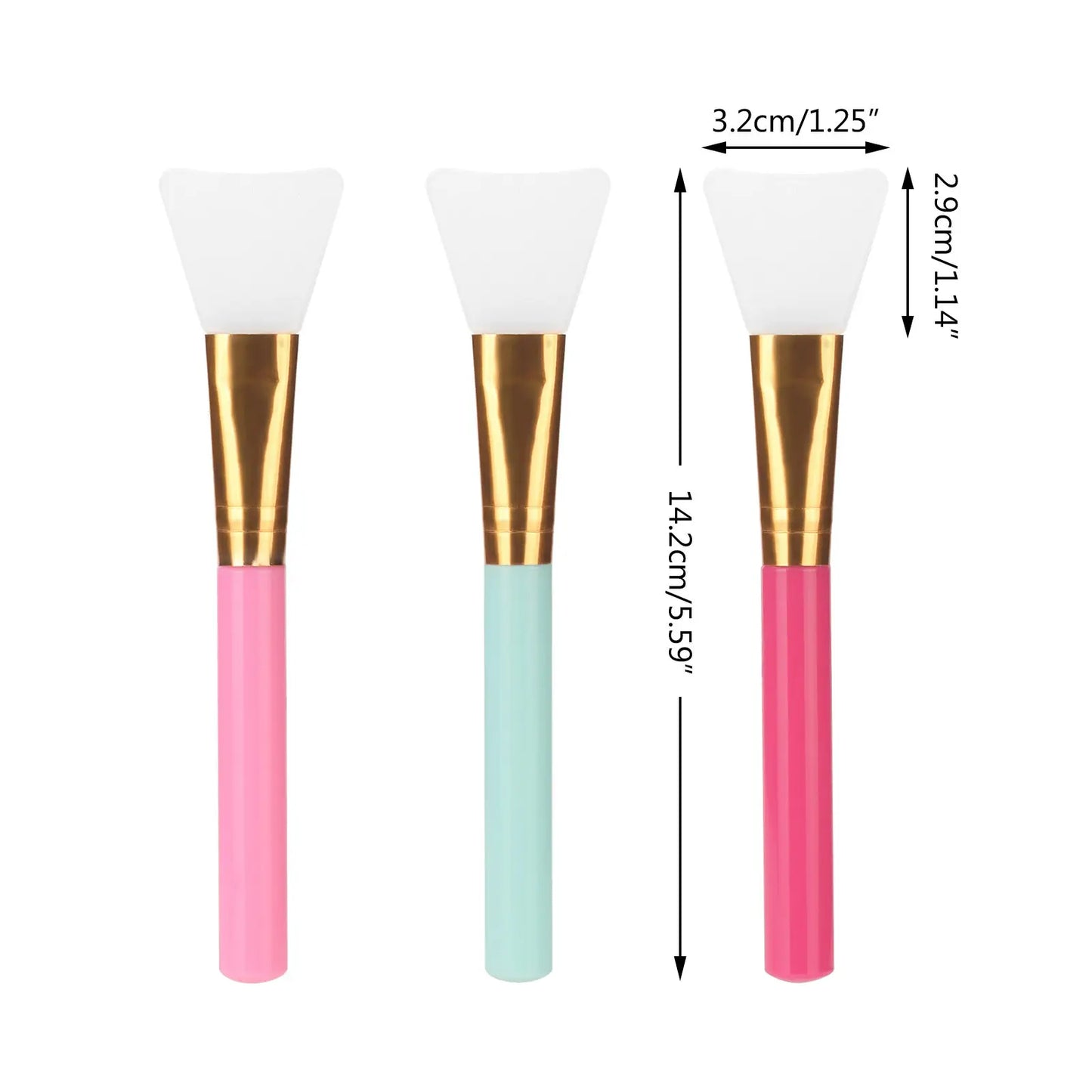 3PCS Portable Silicone Mask Brush Long Handle Fish Tail Silicone Brush Head Gel Repair Cream Applicator Stick Spatula Brush