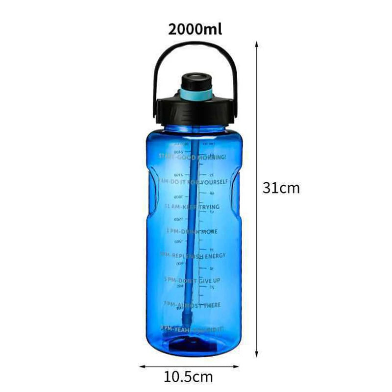 1.5 L/2L/3L Bottled Large Capacity Sports Water Cup Leak-proof With Straw Plastic And Time Stamp For Home Outdoor Sports