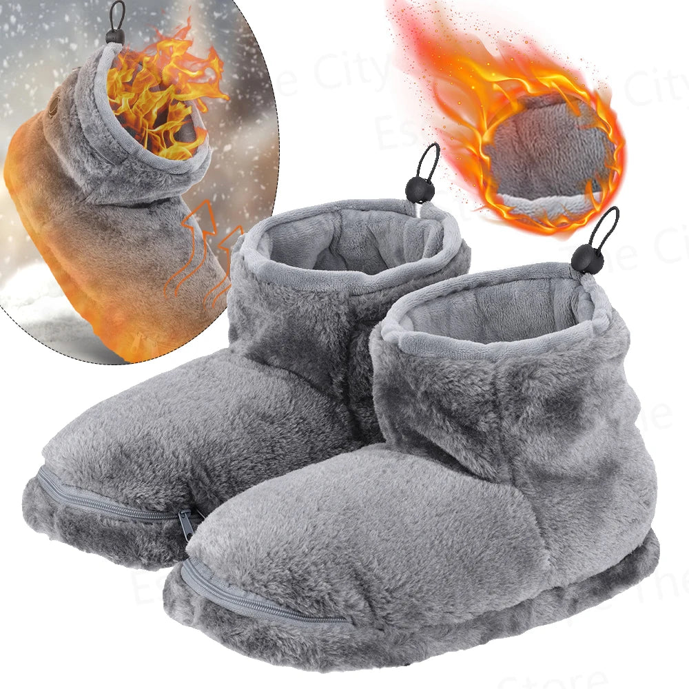 Winter USB Heater Foot Shoes Plush Warm Electric Slippers Comfortable Feet Heated Shoes Winter Warming Slipper for Women Men