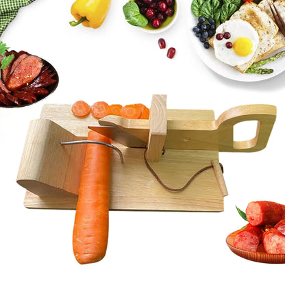 Sausage Cutting Board Wooden with Stainless Steel Blade Sausage Slicer For Sausage Types Dried Meat Cheese