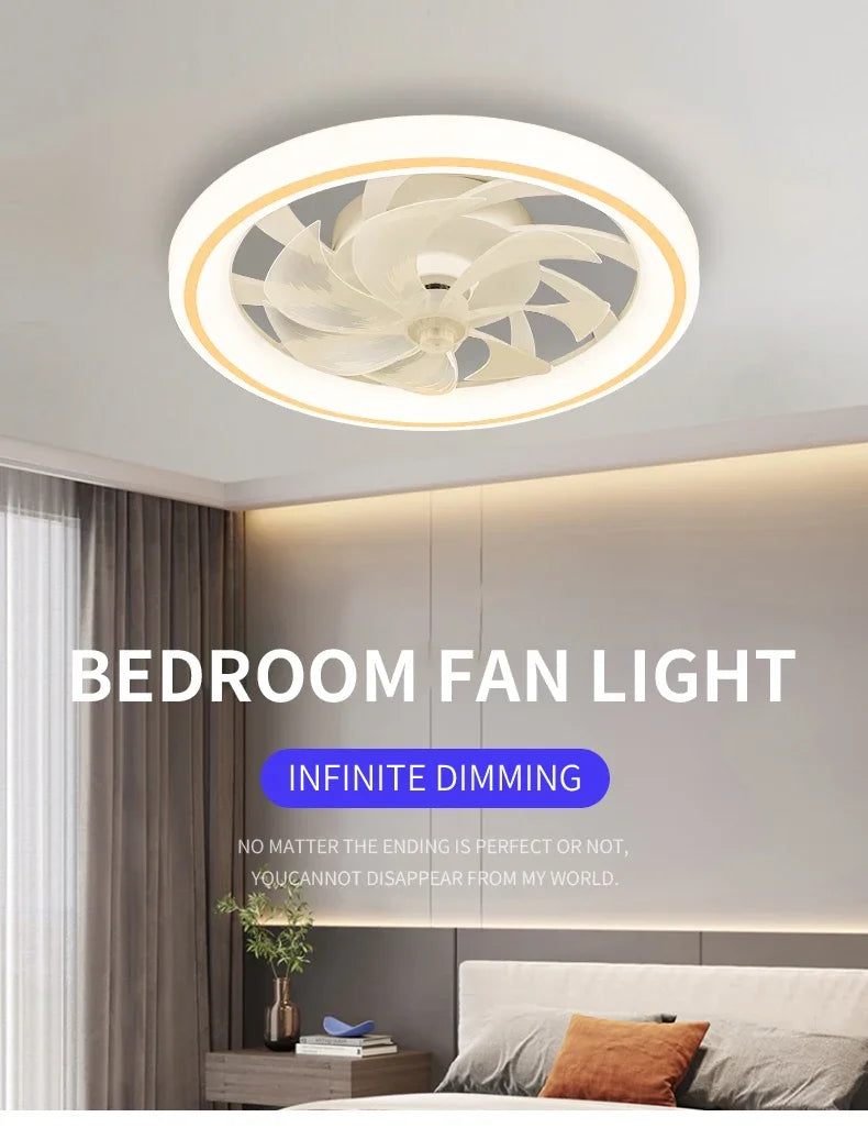 New Ceiling Fan Light Living Room Bedroom Modern and Simple Home Intelligent Remote Control Restaurant LED Fan Light