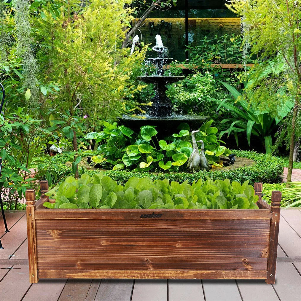 Wooden Raised Flower Bed Indoor Outdoor Vegetable Herb Planter Pot Garden Bed Flower Display