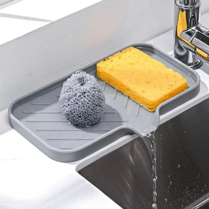 Sink Silicone Tray With drain Soap Sponge Storage Holder Countertop Sink Scrubber Brush Soap Storage Rack Kitchen Organizer Tray