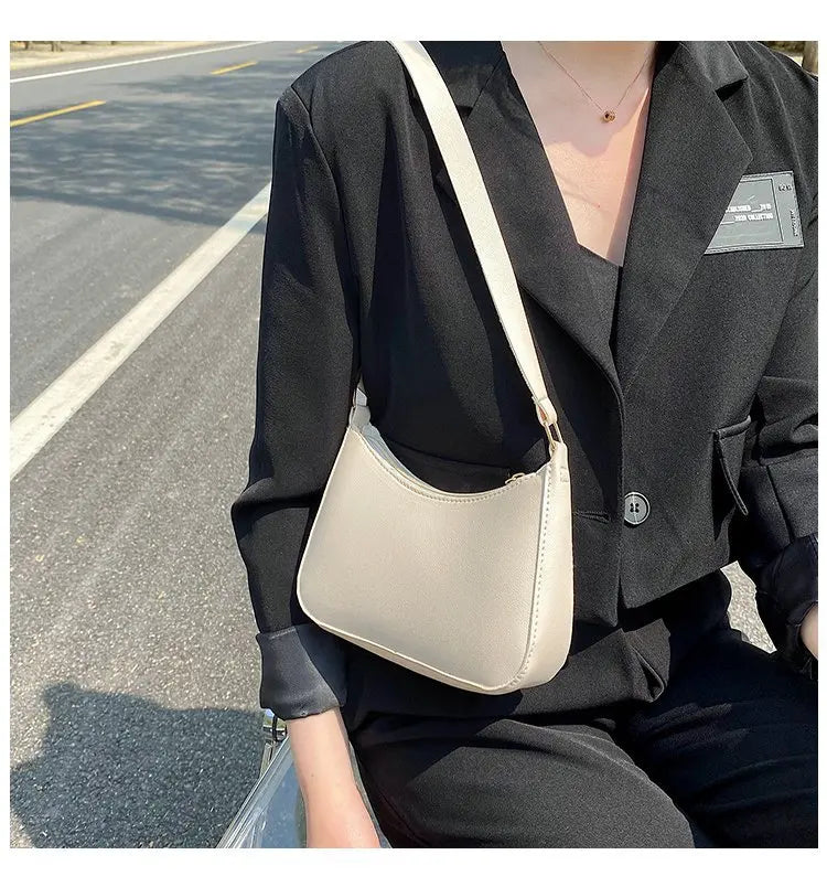 Women's Bag 2022 Trend Handbags Female Handbags Retro Solid Color PU Leather Shoulder Underarm Bag Ladies Shopper Hobos Bag