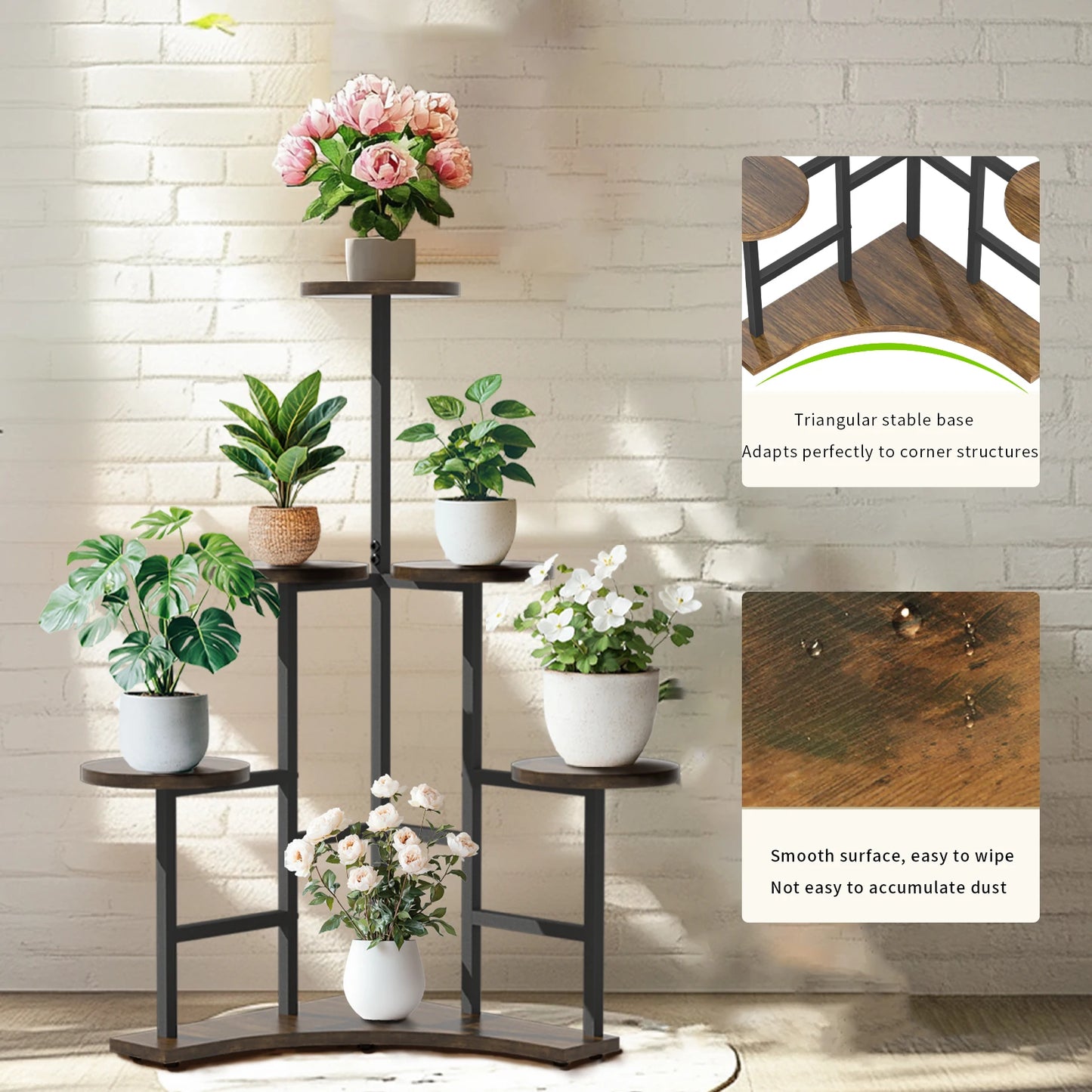 5 Tiered Tall Corner Plant Stand Multiple Potted Flower Holder Organizer Rack for Balcony Garden Planters