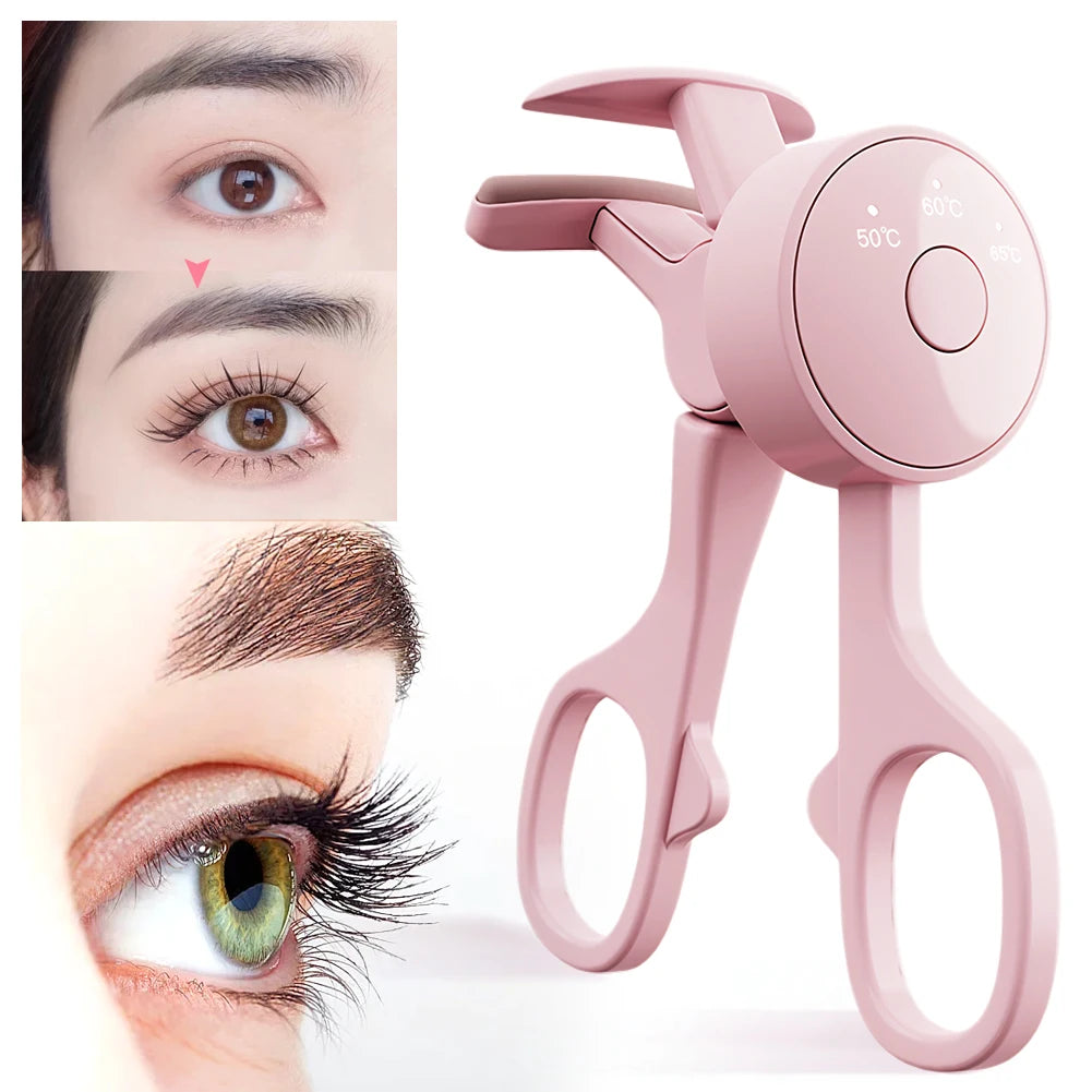 Heated Eyelash Curler Electric Eyelash Curler Auto OFF Heated Lash Curler 3 Temp Settings Rechargeable Eyelash Curler for Makeup