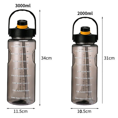 1.5 L/2L/3L Bottled Large Capacity Sports Water Cup Leak-proof With Straw Plastic And Time Stamp For Home Outdoor Sports