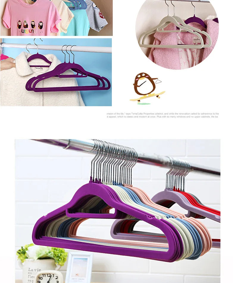 45CM Non-Slip Supple Velvet Hanger Seamless Flocking Hanger Gold Hook Only for Dry Clothes Wardrobe Storage Adult Magic Hanger