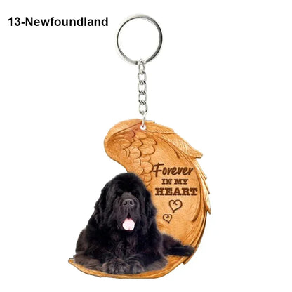 1 Piece 23 Style Dog Forever In My Heart  Angel Pendant Bag Key Chains Car Keychain Keyring  Pet Jewelry Gift For Women Girls