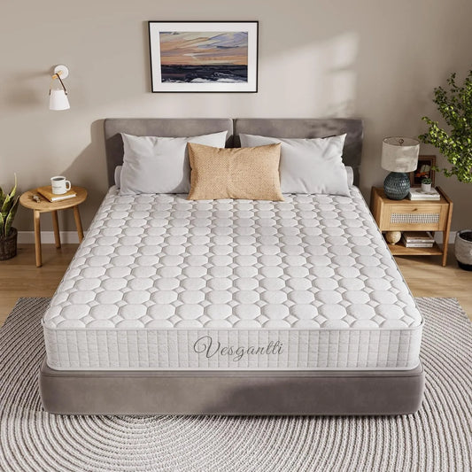 10 Inch Hybrid Mattress with Breathable Memory Foam and Individually Pocket Spring - Medium Firm, White