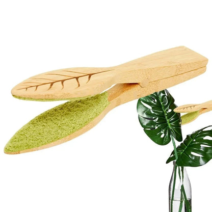 1-4PCS Leaf Cleaner Plant Leaf Dust Removal Leaf-shaped Cleaning Brush Household Plant Cleaning Tool Wooden Leaf Cleaning Tongs