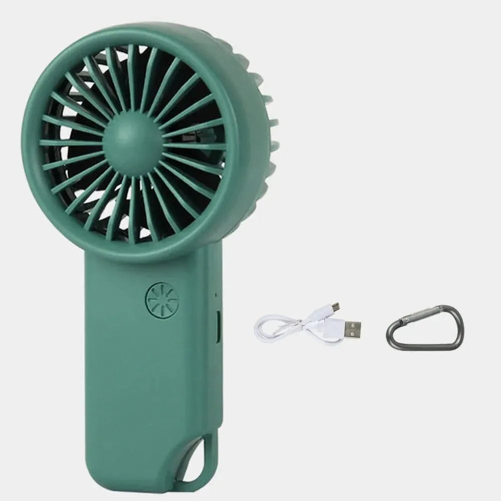 Portable Mini Fan Rechargeable USB Charging Handheld Fan Built-in 500mAh Battery 3 Speed Power for Outdoor Office Sports Travel