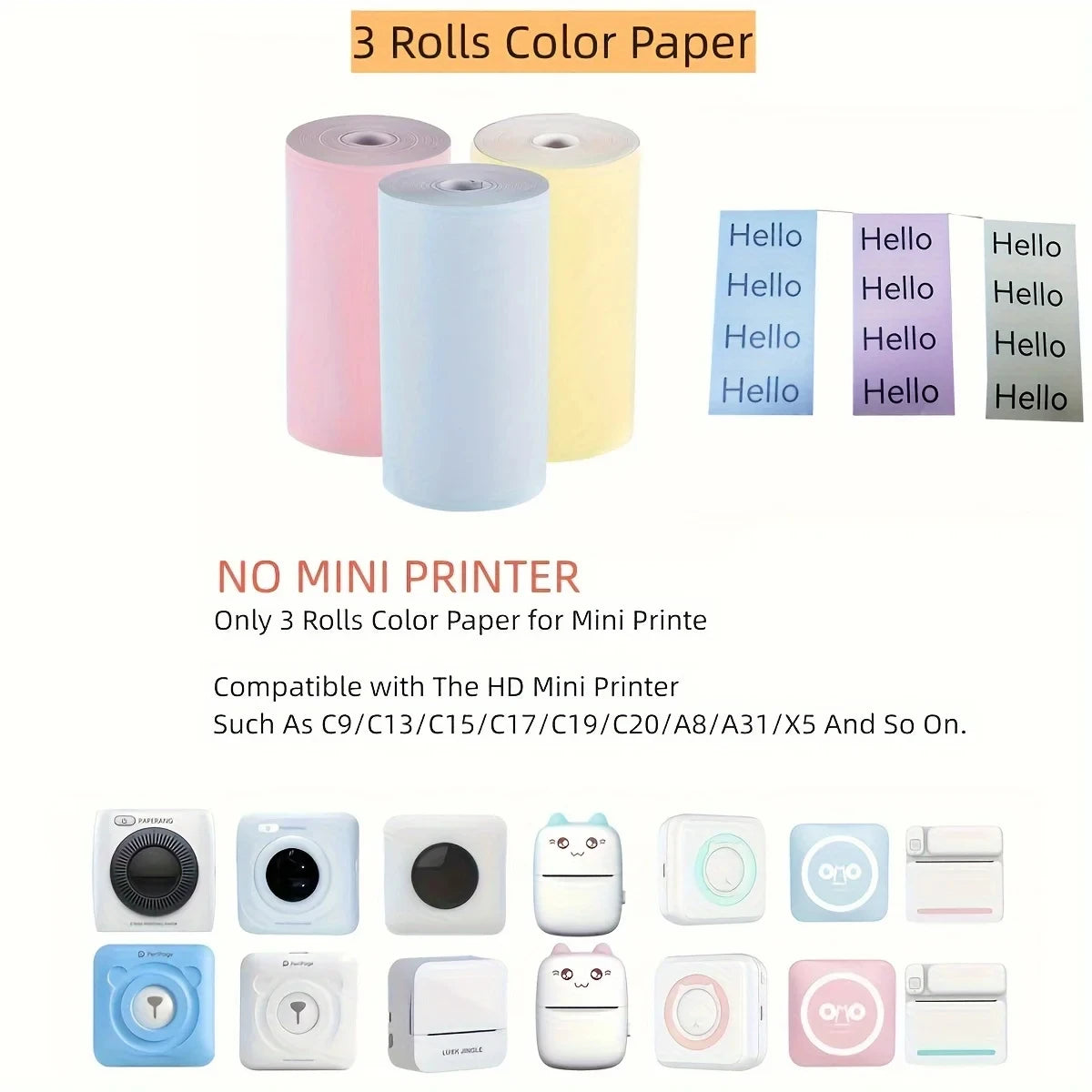 57x25mm Mini Printer Paper Thermal Label Sticker Color Photo White Self-Adhesive Paper For Mini Portable Pocket Mobile Printer