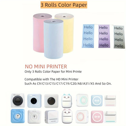 57x25mm Mini Printer Paper Thermal Label Sticker Color Photo White Self-Adhesive Paper For Mini Portable Pocket Mobile Printer