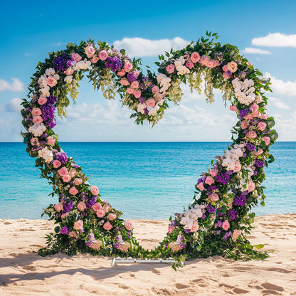 White Heart Shape Wedding Arch Backdrop Stand Double Layer Metal Flower Balloon Arbors Arch Frame for Ceremony Proposal