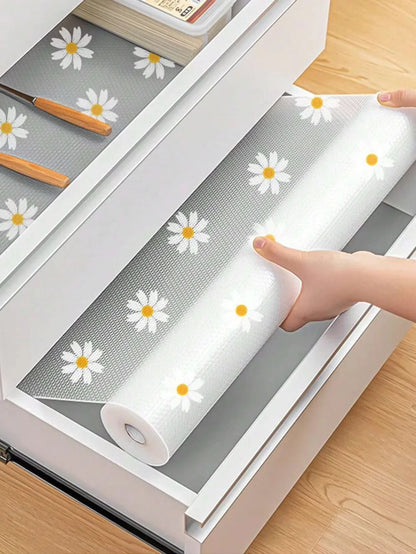 1 Roll Shelf Liner For Kitchen Cabinets EVA Waterproof Fridge Pad Cupboard Mat Easy Placemats Non-Adhesive Drawer Liner Doir Mat