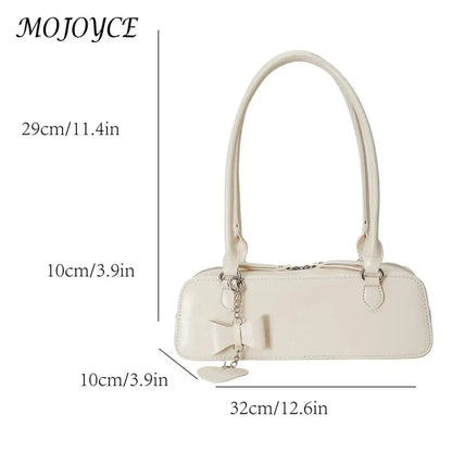 Women PU Underarm Bag Small Handbag Large Capacity Fashion Shoulder Bag with Heart Pendant Top Handle Bag Stylish Shoulder Purse