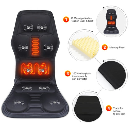 Electric Heating Vibrating Massage Chair Pain Relief Cussion Seat Pad Lumbar Back Shoulder Massager Mattress Car Office Home Mat