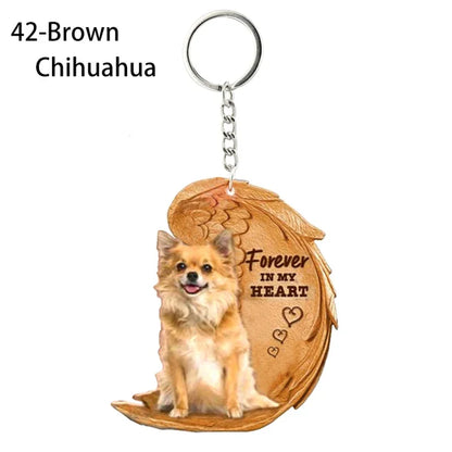 1 Piece 23 Style Dog Forever In My Heart  Angel Pendant Bag Key Chains Car Keychain Keyring  Pet Jewelry Gift For Women Girls