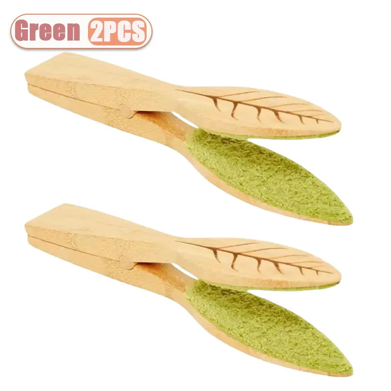 1-4PCS Leaf Cleaner Plant Leaf Dust Removal Leaf-shaped Cleaning Brush Household Plant Cleaning Tool Wooden Leaf Cleaning Tongs