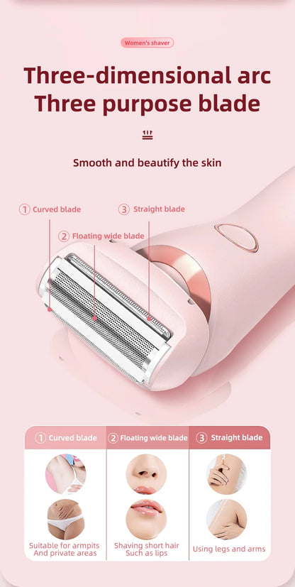 Painless Hair Removal Epilator USB Rechargeable Trimmer Women Body Razor Face Leg Armpit Bikini Hand Pubic Shaver Hair Remover