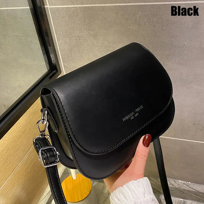 Trendy Saddle Shoulder Bag Women PU Leather Crossbody Bag Simple Solid Color Flap Messenger Bag Fashion Handbags Pouch