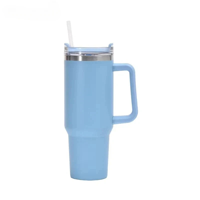 1200ML 304 Stainless Steel Insulated Water Bottle Hot Coffee Car Cup Hot And Cold Mug Thermos Bottle With Handle Straw Sports Av