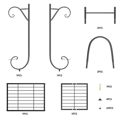 6 Tier Metal Plant Stand, Garden Patio Flower Rack, Step Design, Outdoor, Indoor, Wrought Iron