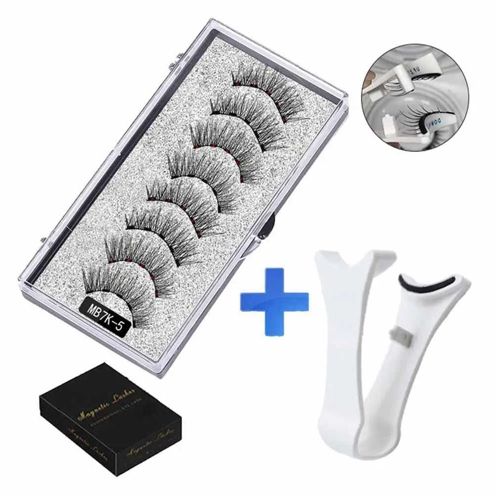 3D Natural Magnetic Eyelashes,With 5 Magnetic Lashes Shipping Box Eyelashes Handmade False Gift Reusable Support Drop Magne T6N2