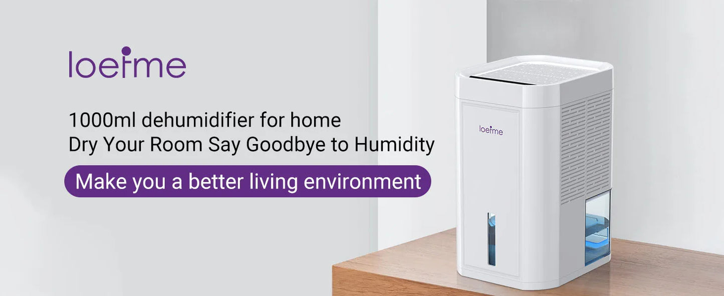 LOEFME 1L Tank Capacity Electric Dehumidifier for Home Condensation Moisture with Timer Silent Low Noise 35dB