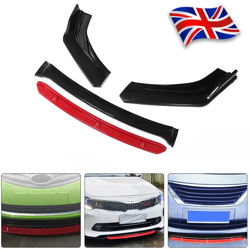 Universal Gloss Black Car Front Bumper Protector Lip Body Spoiler Splitter Kit