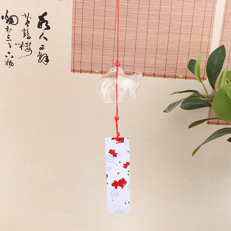 1PC Wind Chime Japanese Glass Bell Bells Style Goldfish Garden Hanging Outdoor Decor Pendant Furin Decorative Fish Ornament