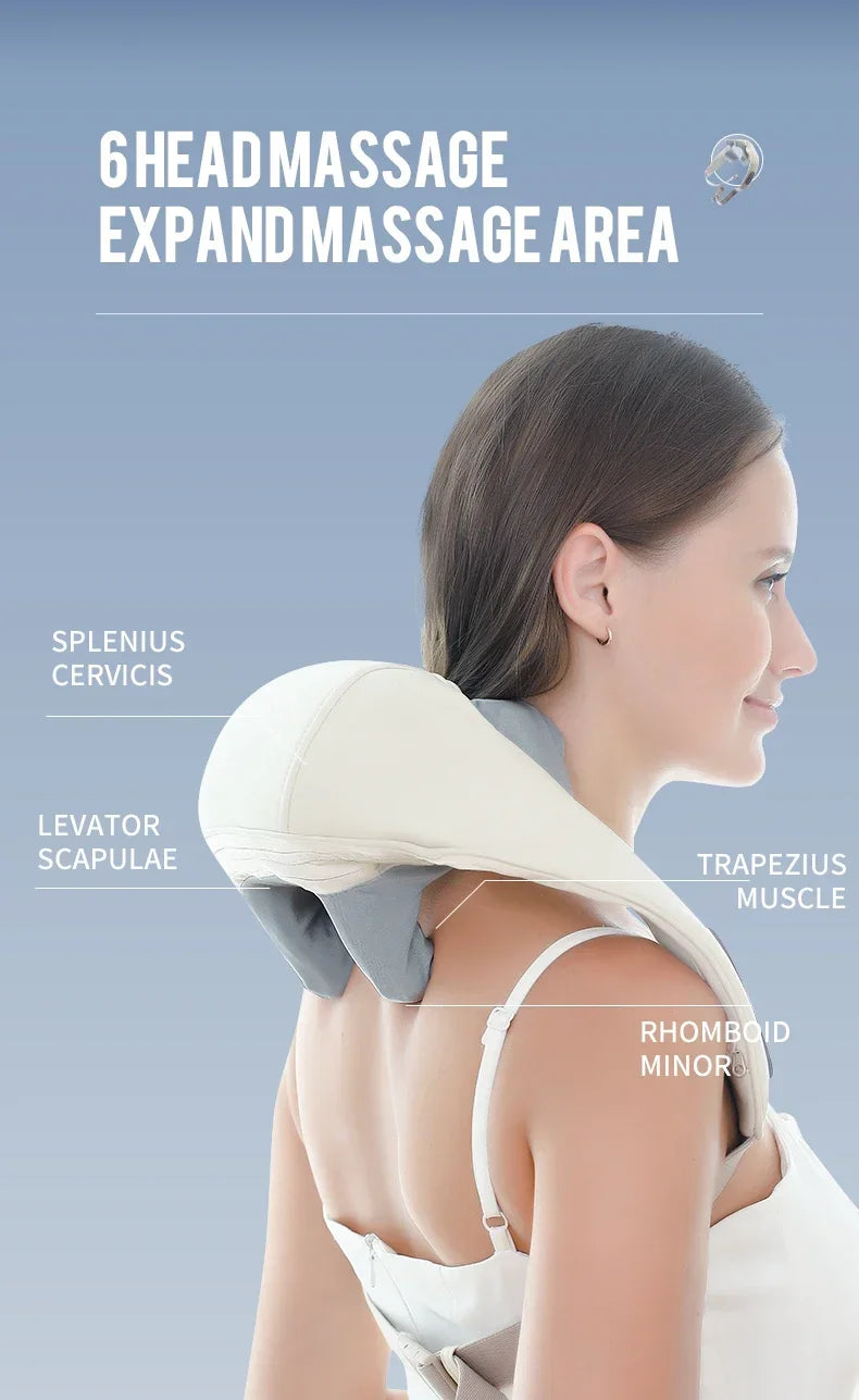 Trapezius Cervical Massager for Unblocking Shoulders Neck and Neck Massager Kneading Hot Compress Multifunctional Massage Shawl