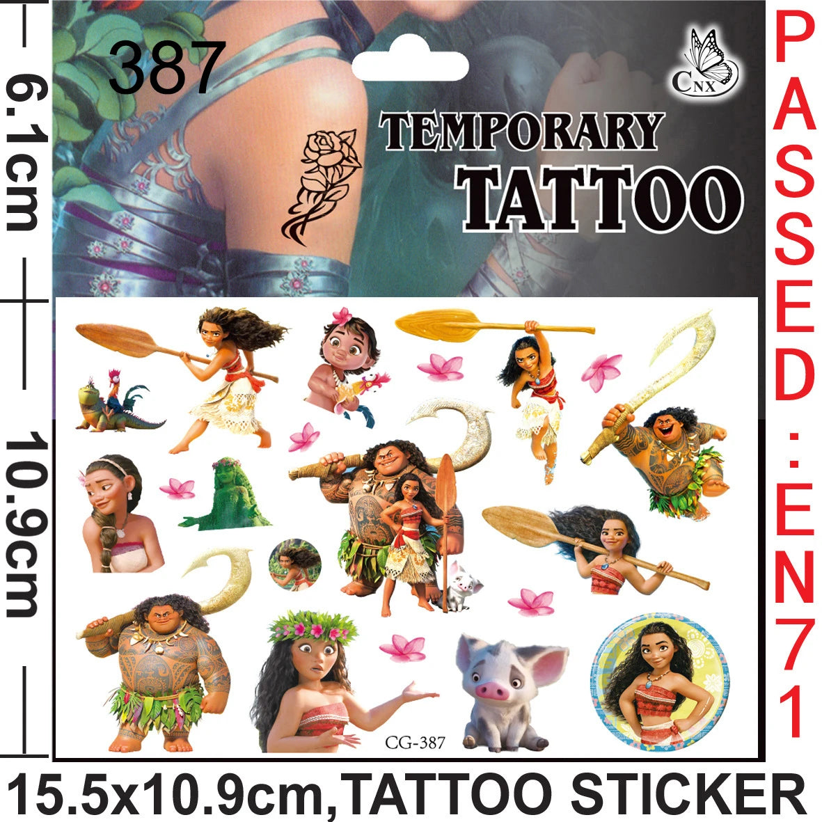 1/4/8pcs Moana Party Favor Temporary Tattoos Stickers Birthday Party Supplies Decorations Gifts for Boys Girls Classroom Rewards