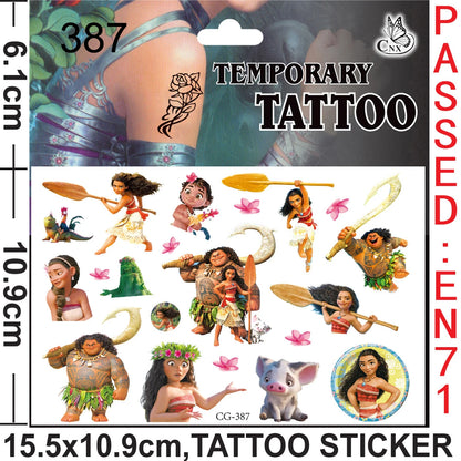 1/4/8pcs Moana Party Favor Temporary Tattoos Stickers Birthday Party Supplies Decorations Gifts for Boys Girls Classroom Rewards