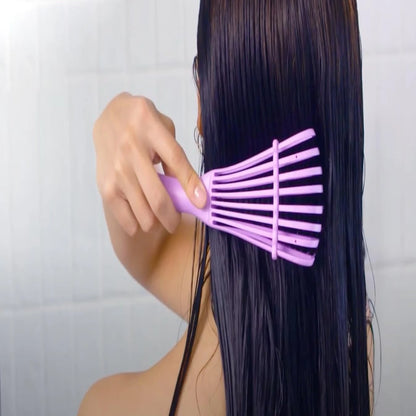 Wide Curved Tooth Lavender Detangling Pro Flexi Brush - Flexible Handle Comb for Effortless Styling, Boosts Volume, All Hair Typ