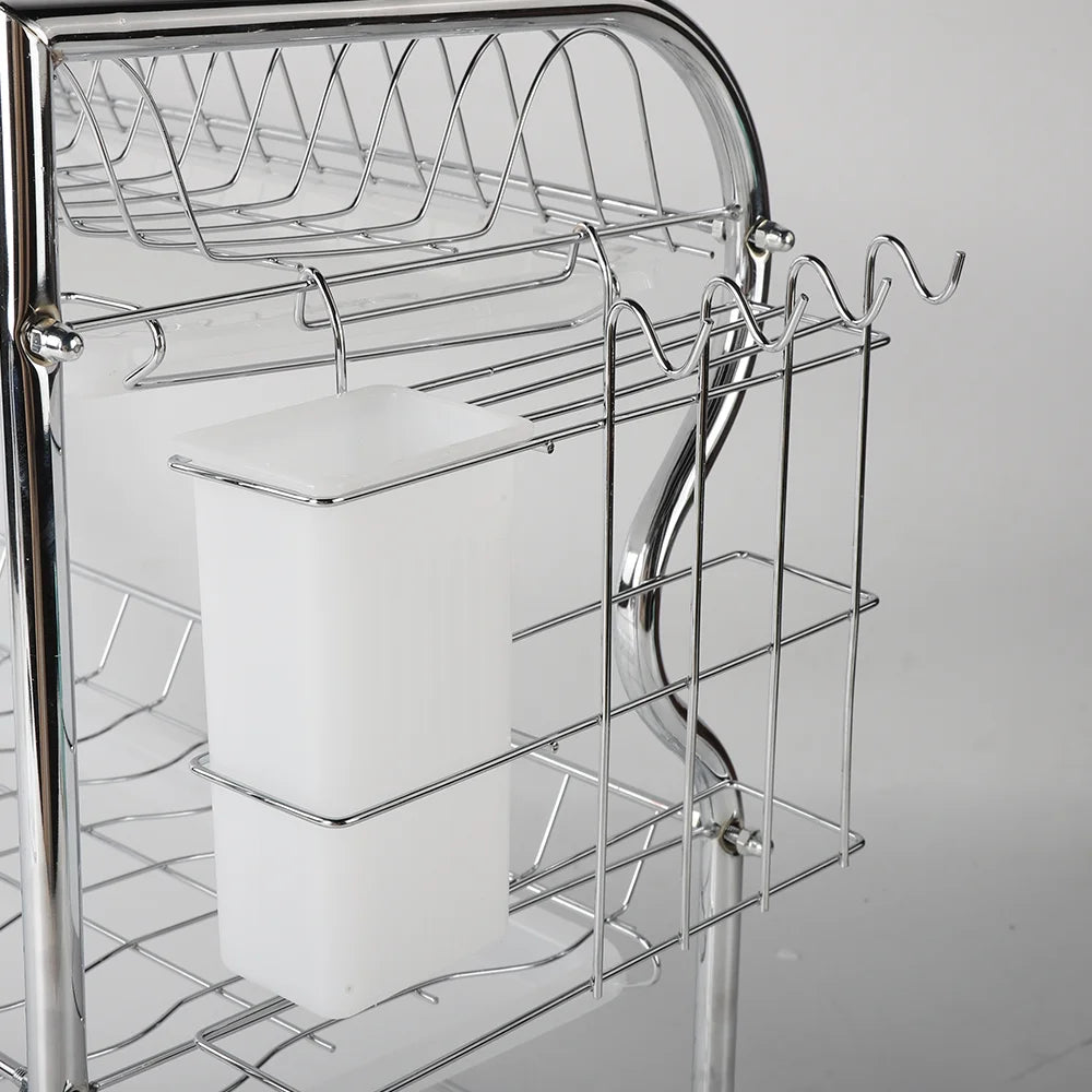 3 Tier Dish Drainer Rack Kitchen Storage Rack with Sink Rack Drip Tray Countertop Cutlery Storage Holder