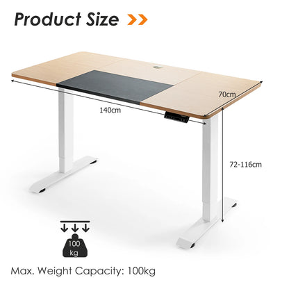 GOFLAME Electric Height Adjustable Standing Desk, Sit Stand Desk w/ Frame, 4 Programmable Preset Controller